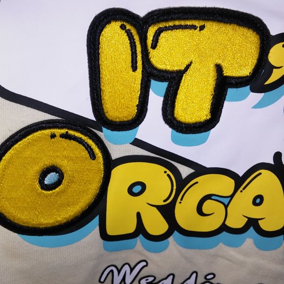 Wedding Cake Brand Mens T Shirt Cream Dont Panic its Organic Embroidered Graphic - Picture 7 of 13